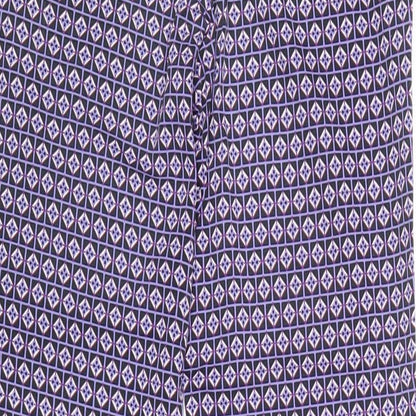 Warehouse Womens Purple Geometric Cotton Trousers Size 8 Regular Zip