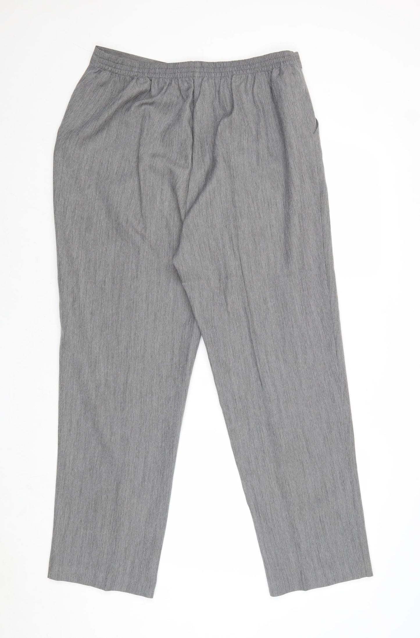 Classic Womens Grey Polyester Trousers Size 16 Regular