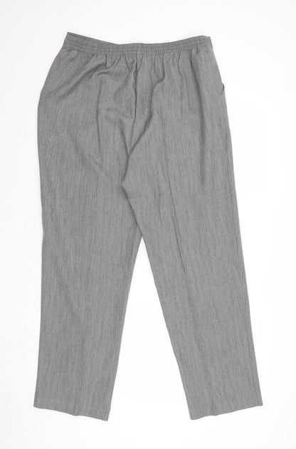 Classic Womens Grey Polyester Trousers Size 16 Regular