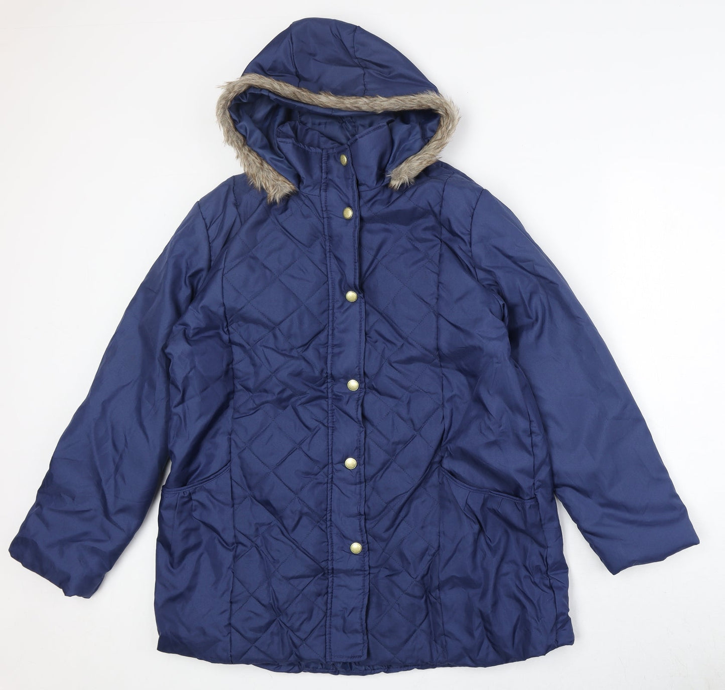 Womens UK Size M Anne De Lancay Blue Quilted Coat