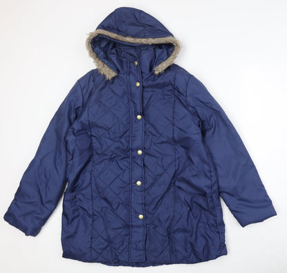 Womens UK Size M Anne De Lancay Blue Quilted Coat
