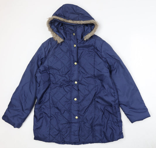 Womens UK Size M Anne De Lancay Blue Quilted Coat