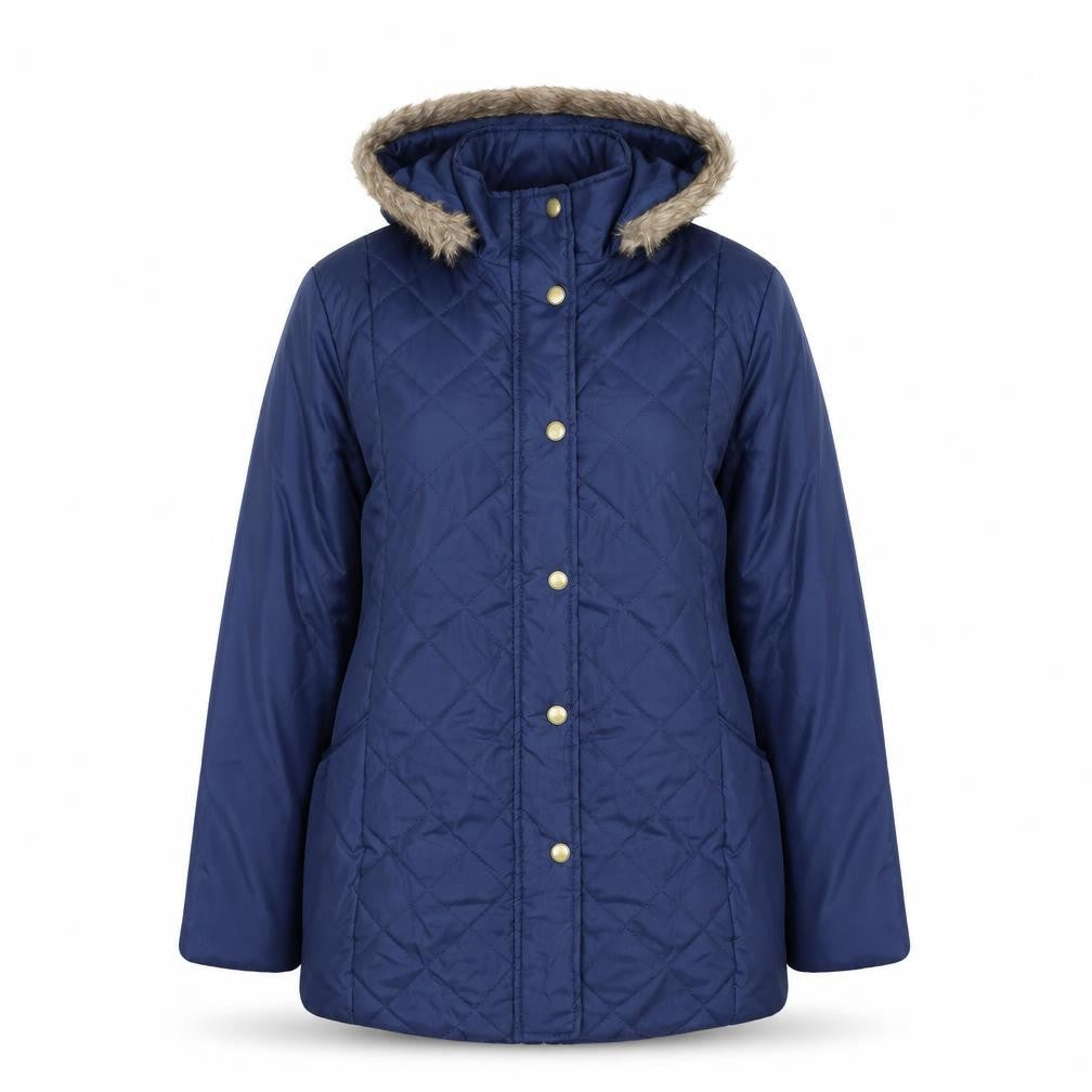 Womens UK Size M Anne De Lancay Blue Quilted Coat
