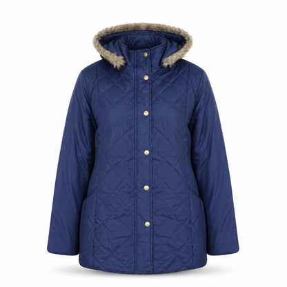Womens UK Size M Anne De Lancay Blue Quilted Coat