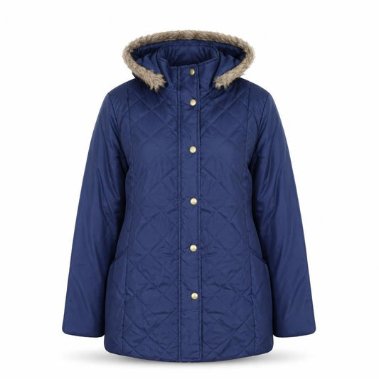 Womens UK Size M Anne De Lancay Blue Quilted Coat