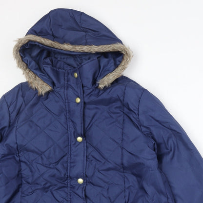 Womens UK Size M Anne De Lancay Blue Quilted Coat