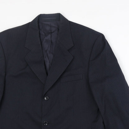 Hadleigh & Taylor Mens Blue Striped Wool Jacket Suit Jacket Size 40 Regular