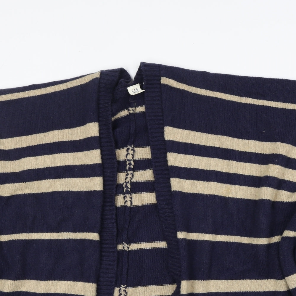 Gap Womens Blue V-Neck Striped Nylon Cardigan Jumper One Size