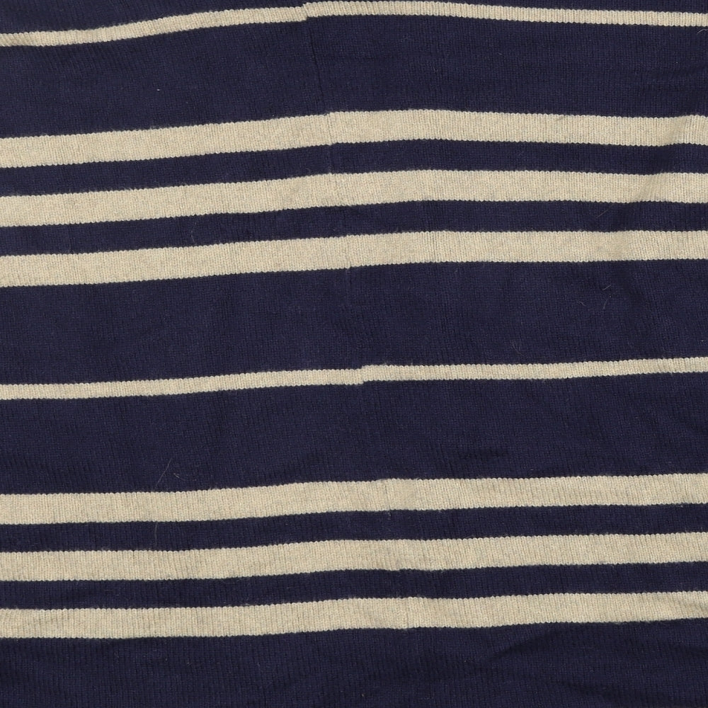 Gap Womens Blue V-Neck Striped Nylon Cardigan Jumper One Size