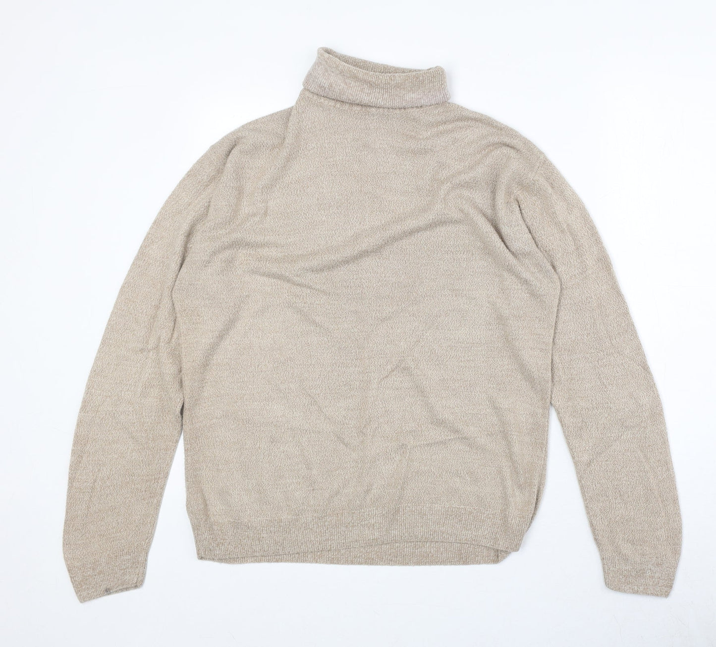 Richard Chang Womens Beige Roll Neck Acrylic Pullover Jumper Size M