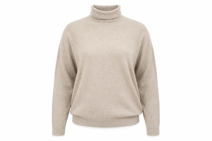 Richard Chang Womens Beige Roll Neck Acrylic Pullover Jumper Size M