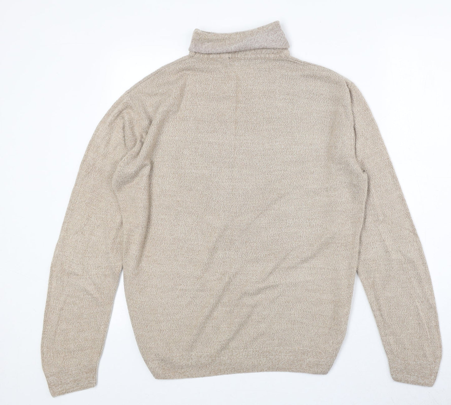 Richard Chang Womens Beige Roll Neck Acrylic Pullover Jumper Size M