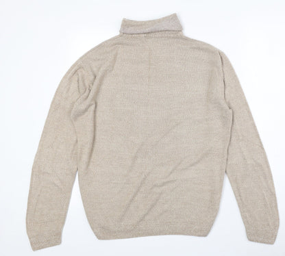 Richard Chang Womens Beige Roll Neck Acrylic Pullover Jumper Size M