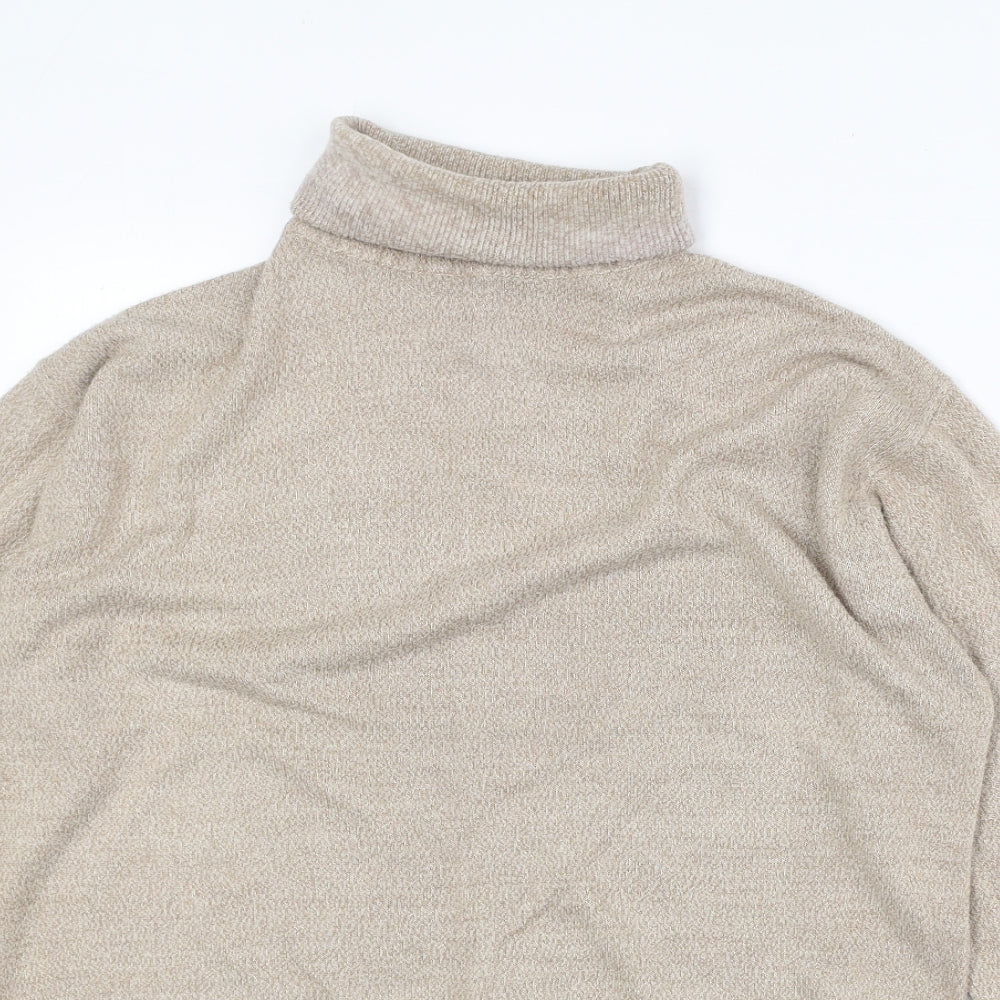 Richard Chang Womens Beige Roll Neck Acrylic Pullover Jumper Size M