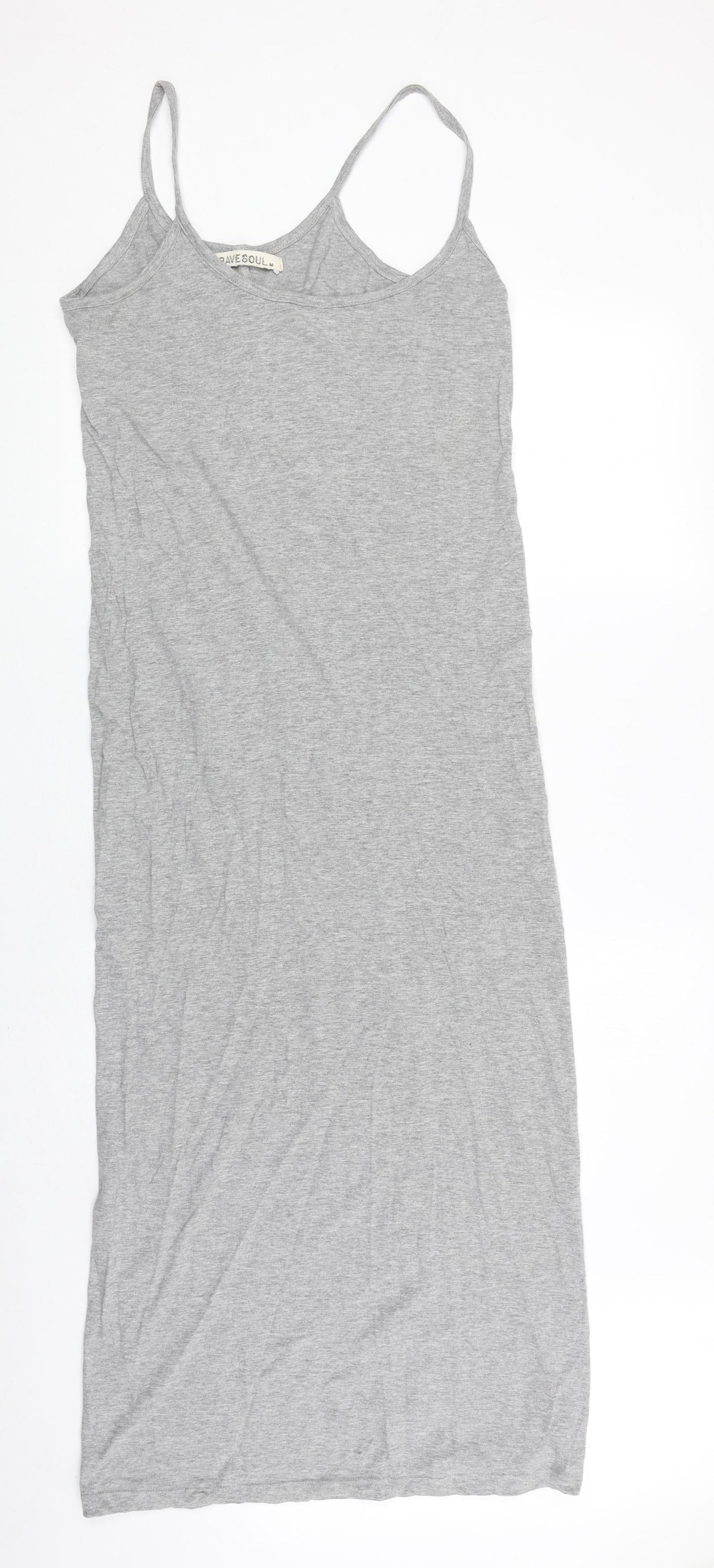 Brave Soul Womens Green Cotton Tank Dress Size M Round Neck Pullover