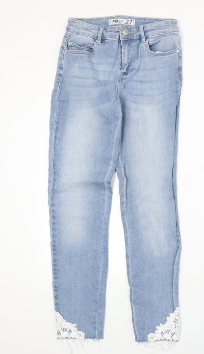 Womens UK Size 27 in FB Sister Regular Fit Straight Blue Jeans