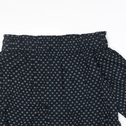 H&M Womens Blue Geometric Viscose Basic Blouse Size 8 Off the Shoulder