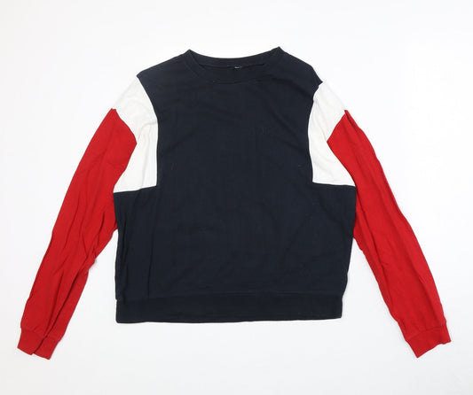 H&M Womens Multicoloured Colourblock 100% Cotton Pullover Sweatshirt Size M Pullover