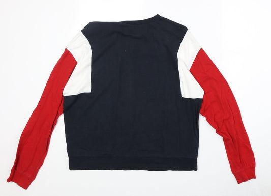 H&M Womens Multicoloured Colourblock 100% Cotton Pullover Sweatshirt Size M Pullover