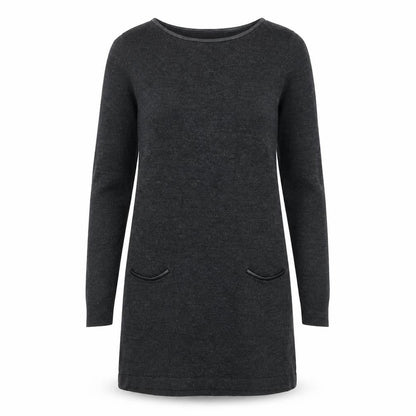 Marks and Spencer Womens Grey Acrylic Jumper Dress Size 8 Round Neck Pullover