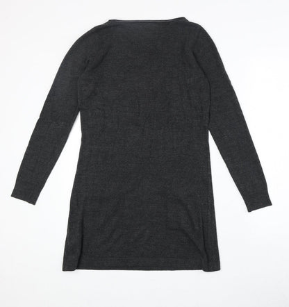 Marks and Spencer Womens Grey Acrylic Jumper Dress Size 8 Round Neck Pullover
