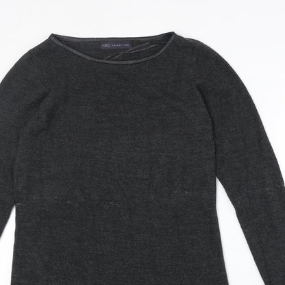 Marks and Spencer Womens Grey Acrylic Jumper Dress Size 8 Round Neck Pullover