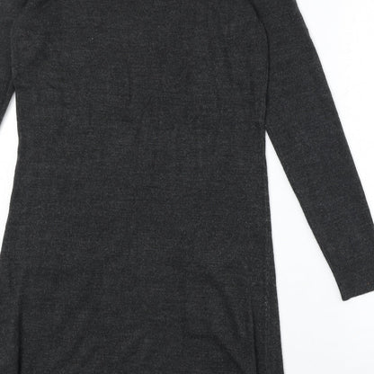 Marks and Spencer Womens Grey Acrylic Jumper Dress Size 8 Round Neck Pullover