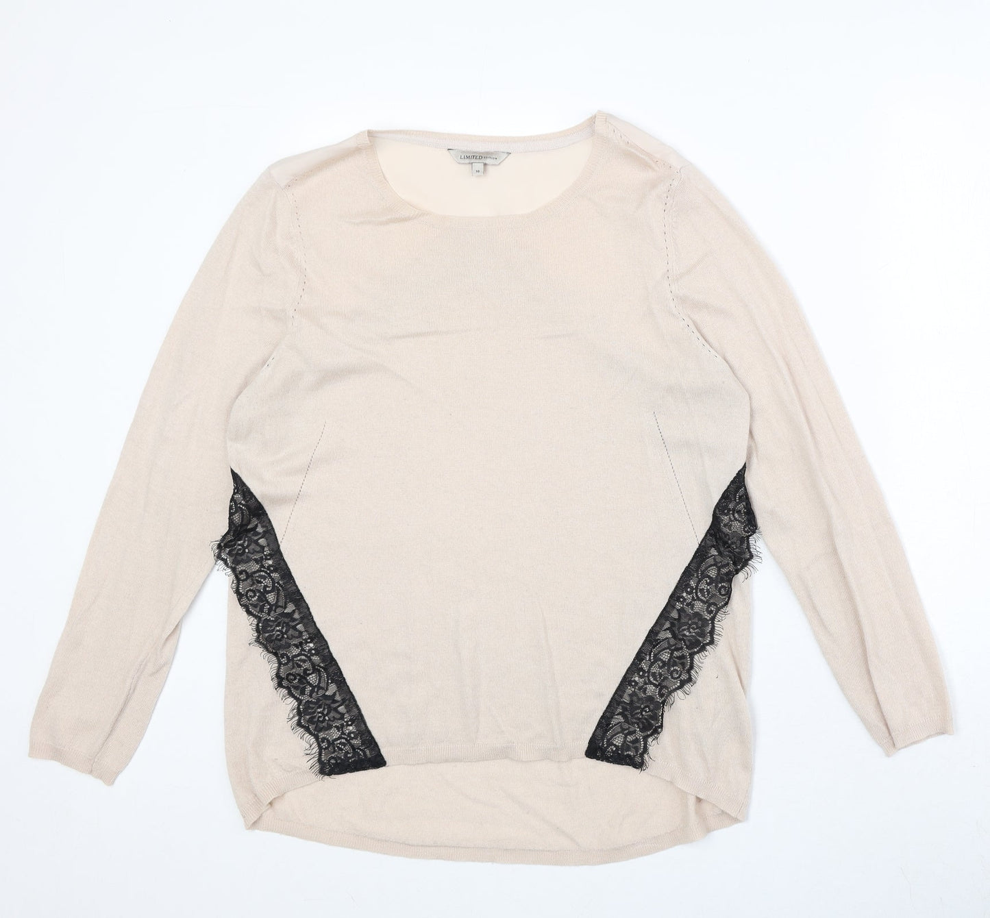 Limited Collection Womens Pink Boat Neck Acrylic Pullover Jumper Size 16 - Lace Detail