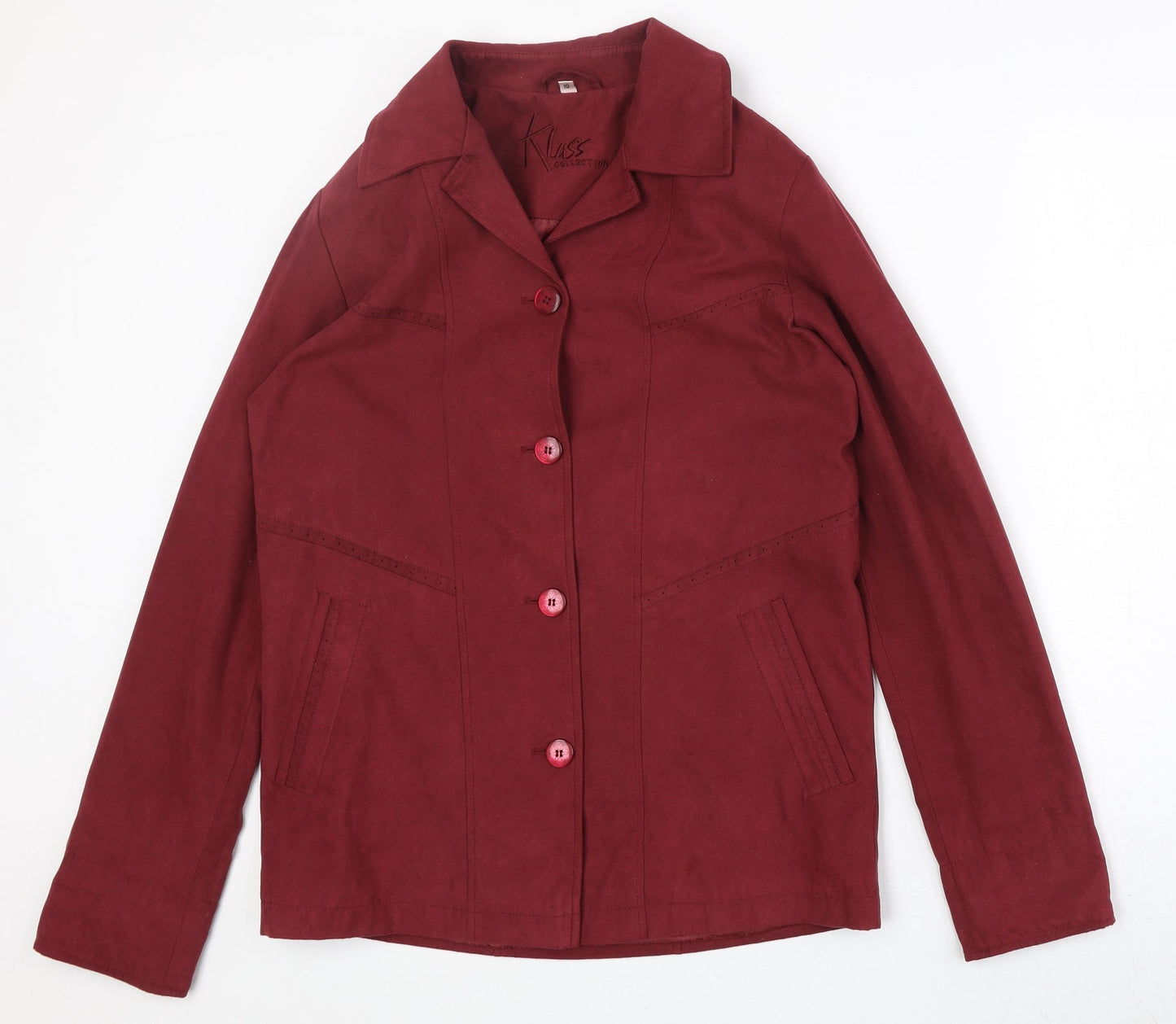 Klass Womens Red Jacket Size 10 Button