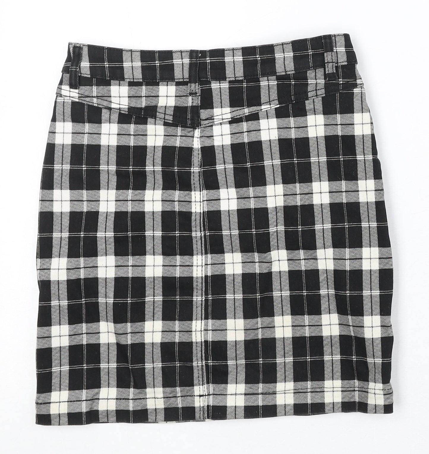 Missguided Womens Black Plaid Cotton A-Line Skirt Size 6 Zip