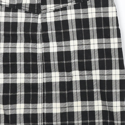 Missguided Womens Black Plaid Cotton A-Line Skirt Size 6 Zip