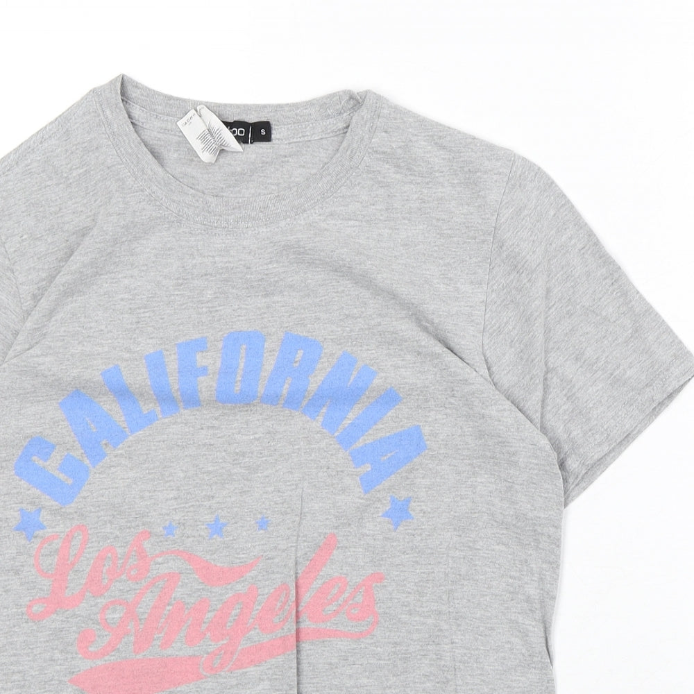 Boohoo Womens Green Cotton Basic T-Shirt Size S Round Neck - California