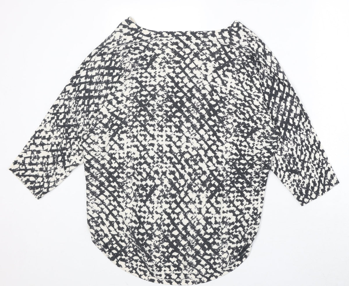 DNKY Womens Beige V-Neck Geometric Viscose Pullover Jumper Size L