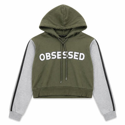 Select Womens Green Colourblock Cotton Pullover Hoodie Size 6 Pullover - Obsessed