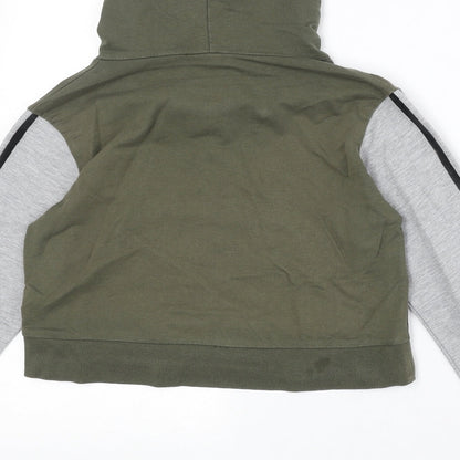 Select Womens Green Colourblock Cotton Pullover Hoodie Size 6 Pullover - Obsessed