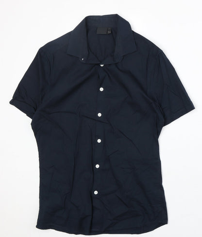 ASOS Mens Blue Cotton Button-Up Size S Collared Button