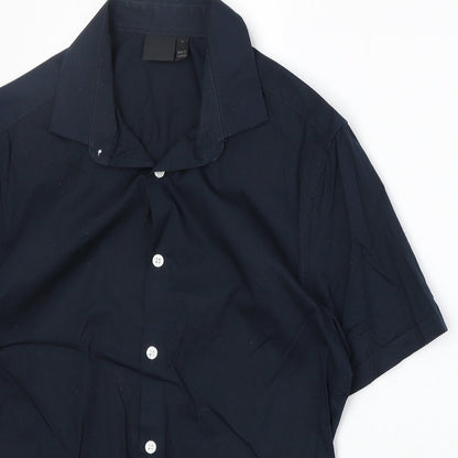ASOS Mens Blue Cotton Button-Up Size S Collared Button