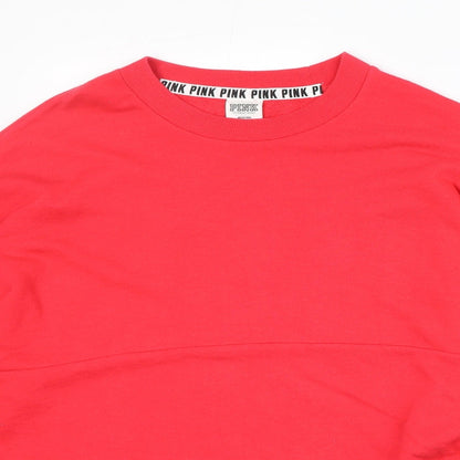 PINK Womens Red Cotton Pullover Sweatshirt Size M Pullover