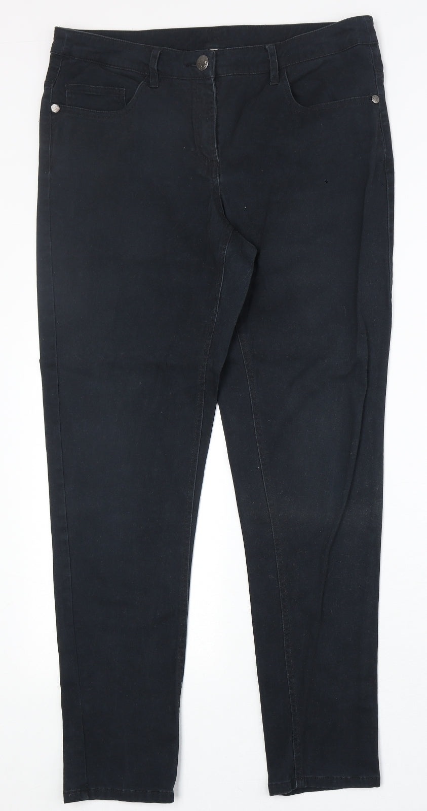 Avenue Womens Black Cotton Skinny Jeans Size M Regular Zip