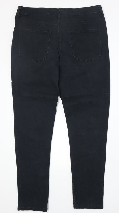 Avenue Womens Black Cotton Skinny Jeans Size M Regular Zip