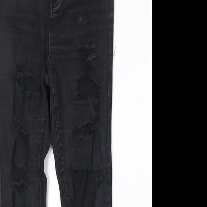 Boohoo Womens Black Cotton Skinny Jeans Size 10 Regular Zip