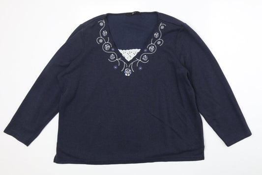Womens UK Size L Bonmarché Blue Pullover Jumper