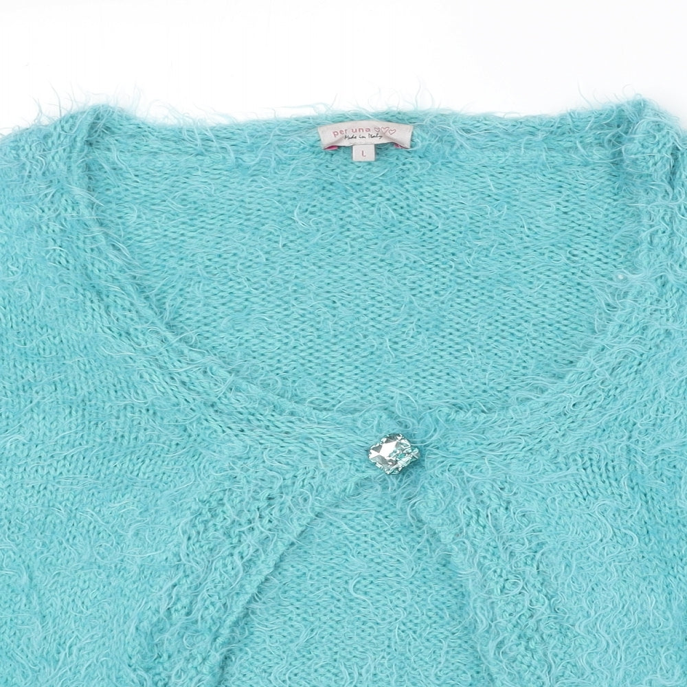 Womens UK Size L Marks and Spencer Blue Cardigan Jumper