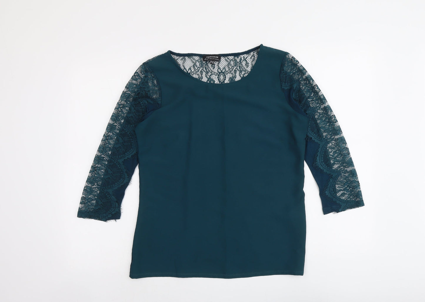 Womens UK Size 12 Warehouse Green Basic Blouse