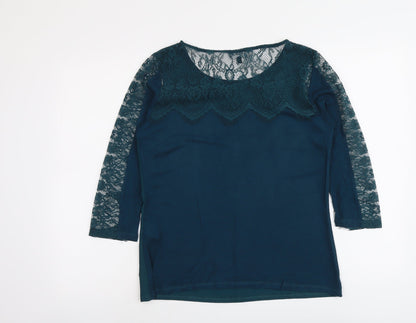 Womens UK Size 12 Warehouse Green Basic Blouse