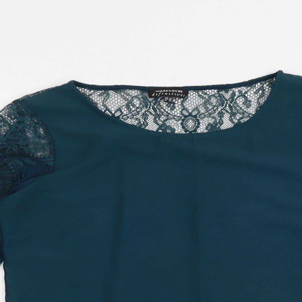 Womens UK Size 12 Warehouse Green Basic Blouse