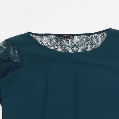 Womens UK Size 12 Warehouse Green Basic Blouse
