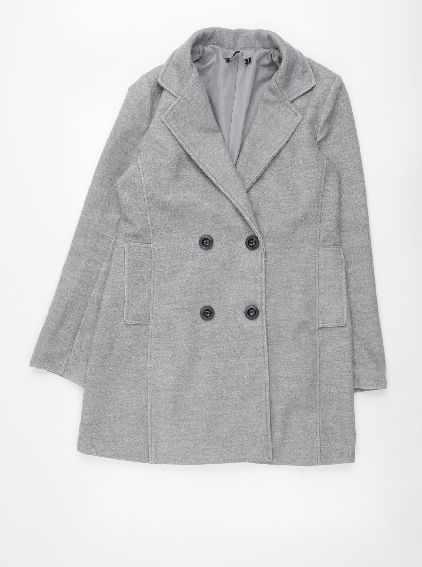 Lola Liza Womens Grey Pea Coat Coat Size 10 Button