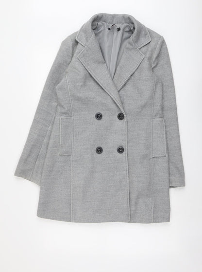 Lola Liza Womens Grey Pea Coat Coat Size 10 Button