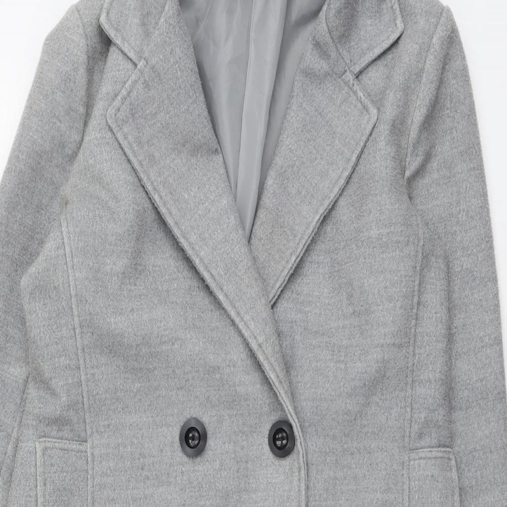 Lola Liza Womens Grey Pea Coat Coat Size 10 Button
